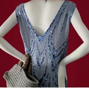 Formal Blue Sequin Top